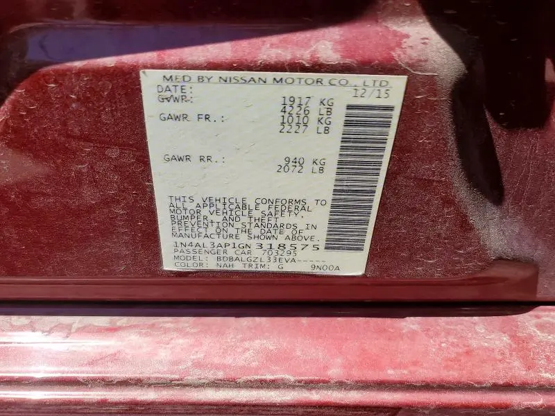 2016 NISSAN ALTIMA 2.5 S  