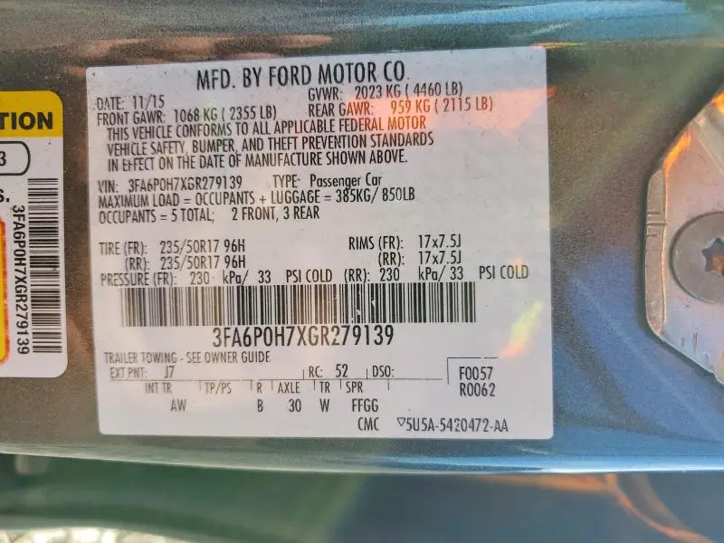 2016 FORD FUSION SE  