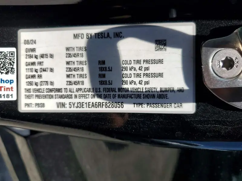 2024 TESLA MODEL 3   