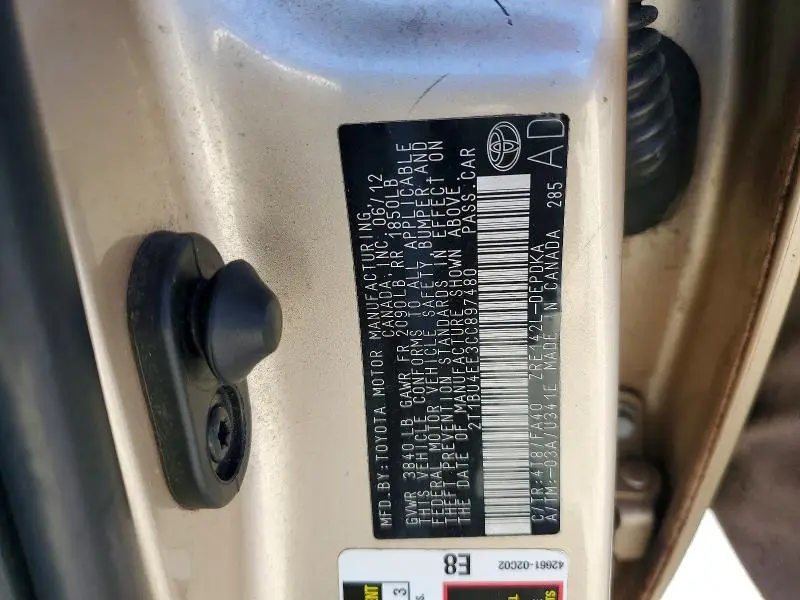 2012 TOYOTA COROLLA   