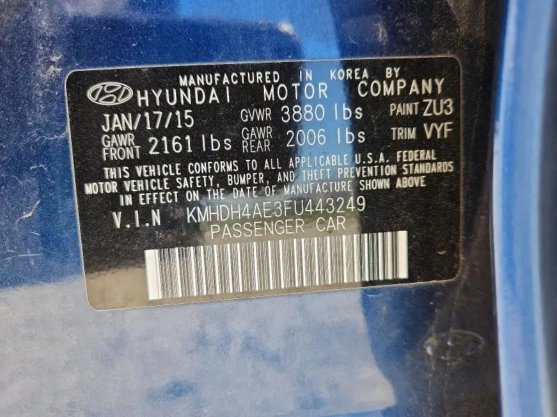 2015 HYUNDAI ELANTRA SE  