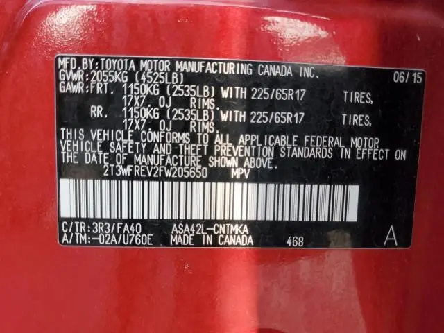 2015 TOYOTA RAV4 XLE  