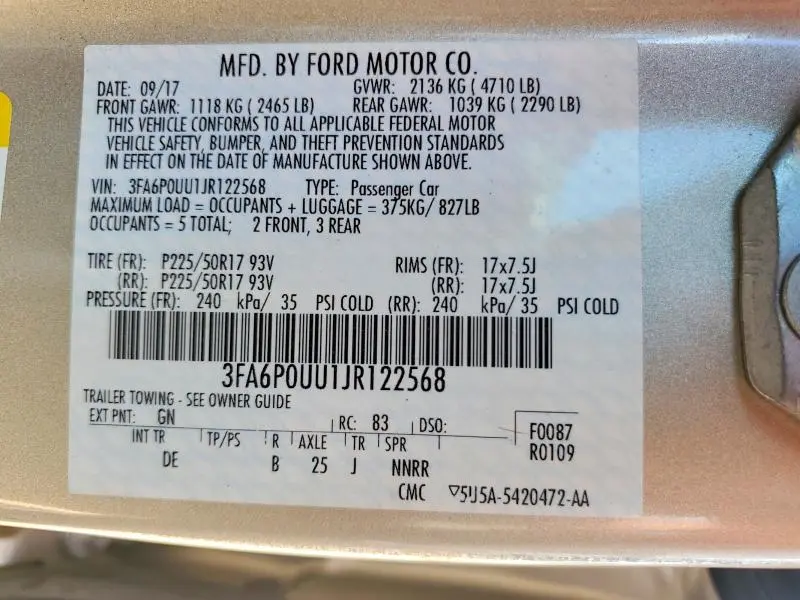 2018 FORD FUSION S HYBRID  