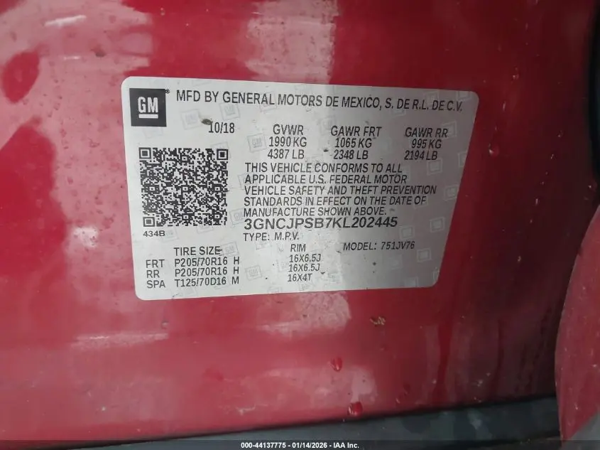 2019 CHEVROLET TRAX LT