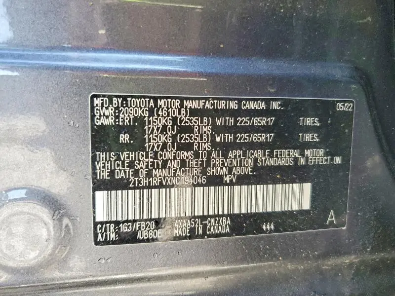 2022 TOYOTA RAV4 LE  