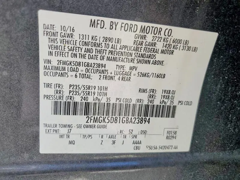 2016 FORD FLEX LIMITED  