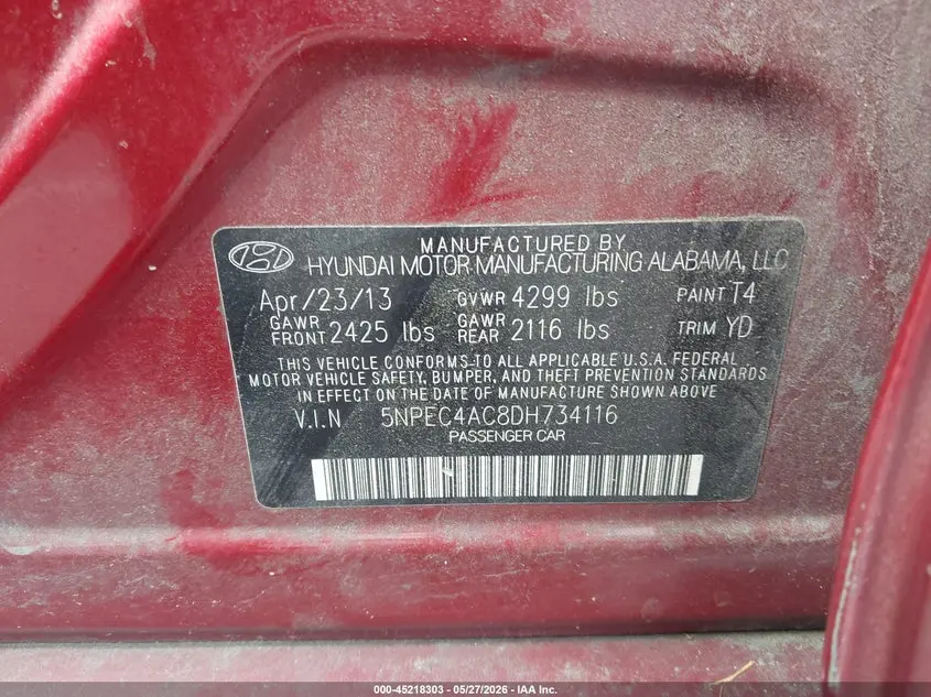 2013 HYUNDAI SONATA LIMITED