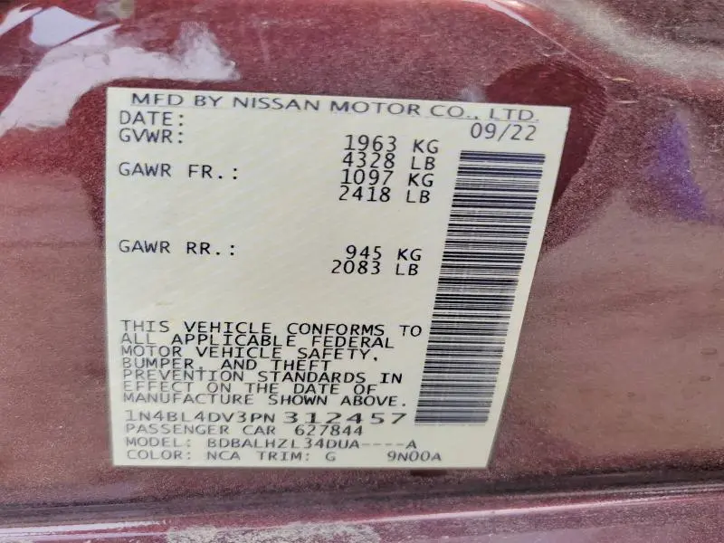 2023 NISSAN ALTIMA SV  