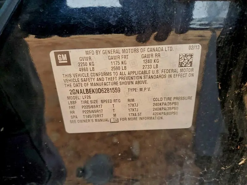 2013 CHEVROLET EQUINOX LS  