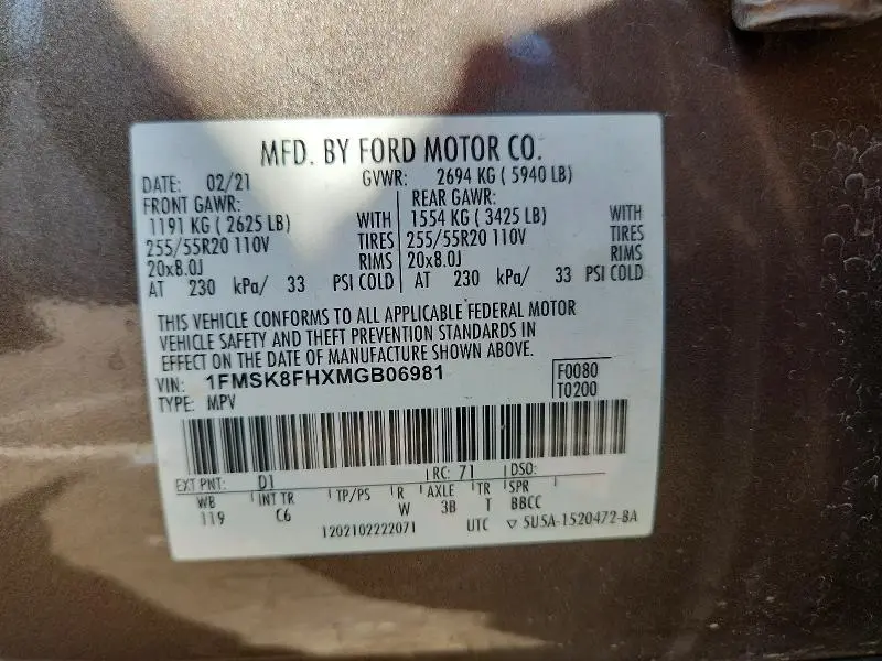 2021 FORD EXPLORER LIMITED  