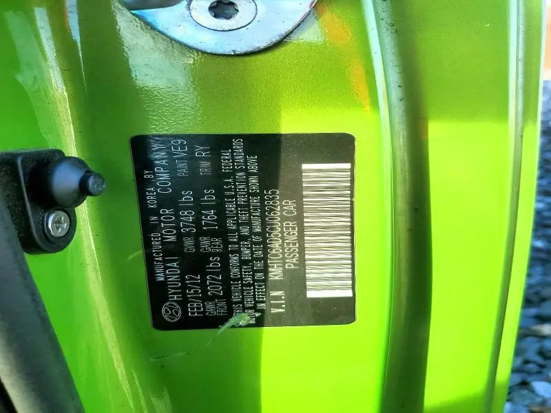 2012 HYUNDAI VELOSTER   