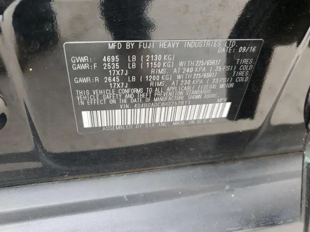 2017 SUBARU OUTBACK 2.5I PREMIUM  