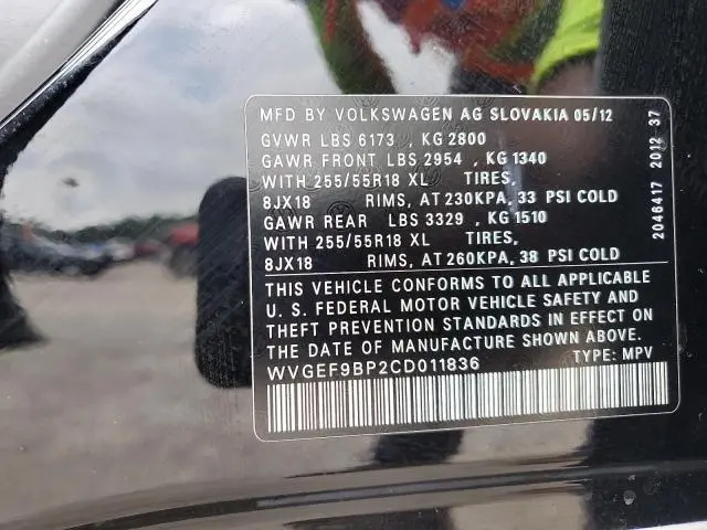 2012 VOLKSWAGEN TOUAREG V6  