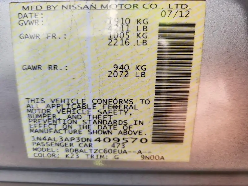 2013 NISSAN ALTIMA 2.5  