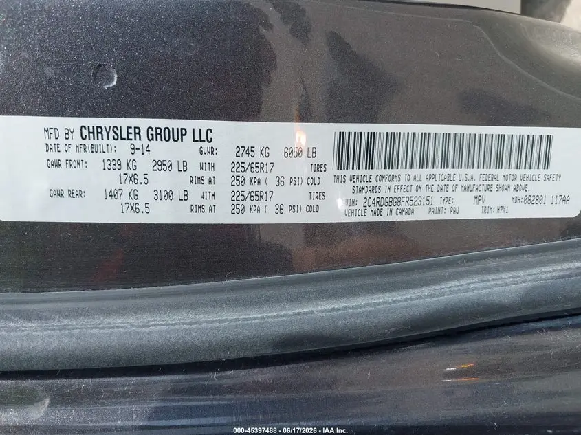 2015 DODGE GRAND CARAVAN SE