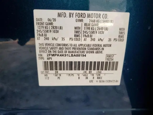 2020 FORD EDGE TITANIUM  