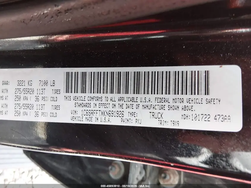 2019 RAM 1500 BIG HORN/LONE STAR  4X4 5'7 BOX