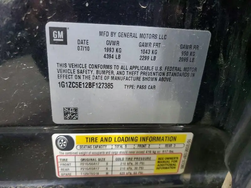 2011 CHEVROLET MALIBU 1LT  