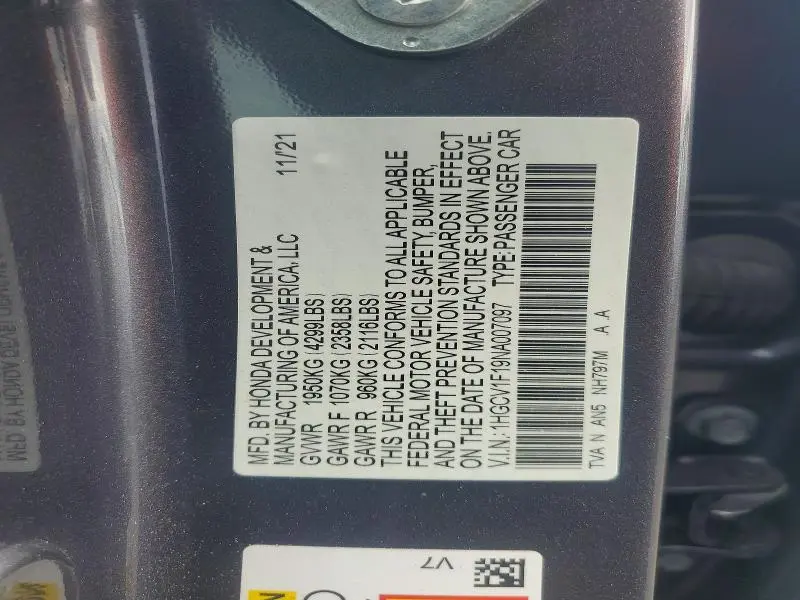 2022 HONDA ACCORD LX  