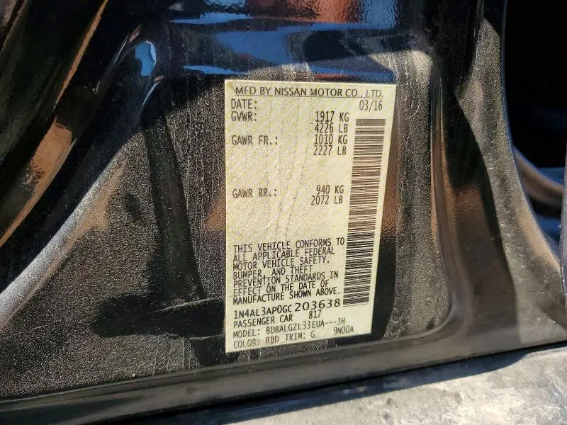 2016 NISSAN ALTIMA 2.5 S  