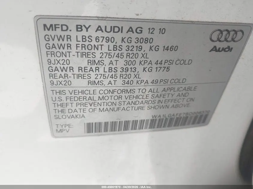 2011 AUDI Q7 3.0T PREMIUM