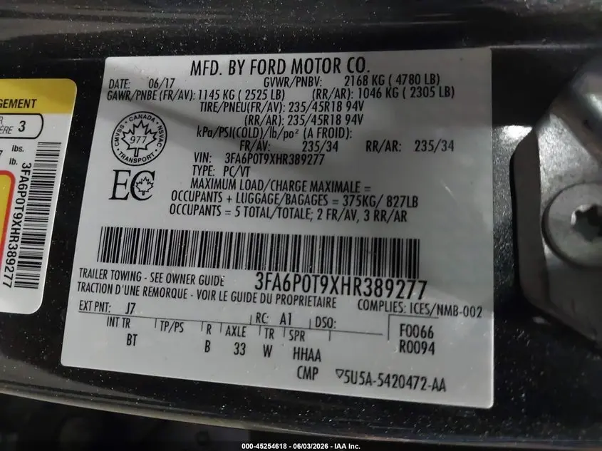 2017 FORD FUSION SE