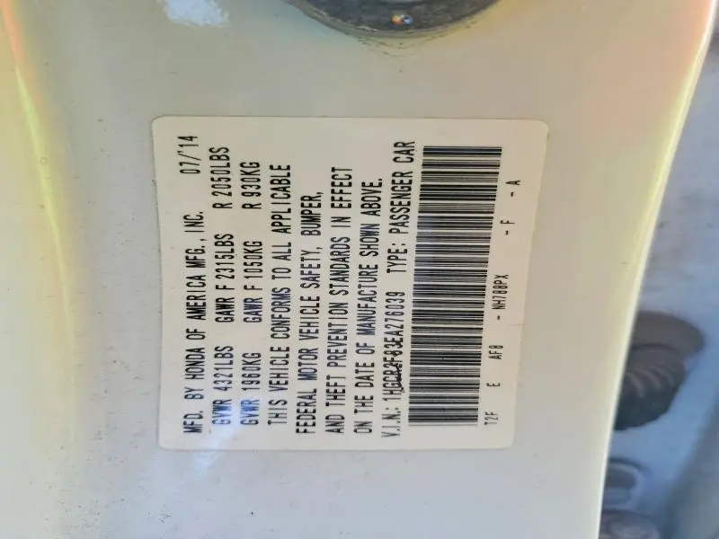 2014 HONDA ACCORD EXL  