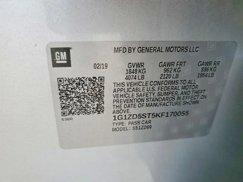 2019 CHEVROLET MALIBU LT  