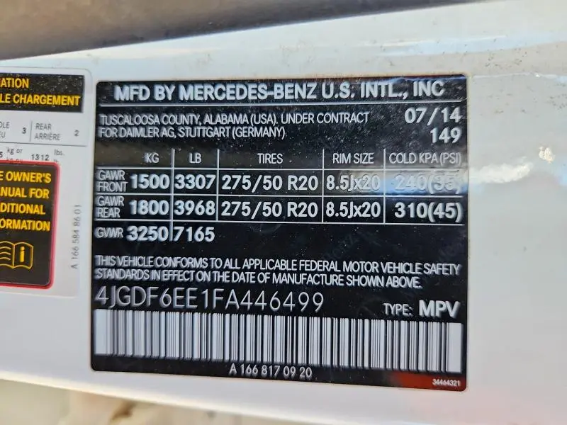 2015 MERCEDES-BENZ GL 450 4MATIC  