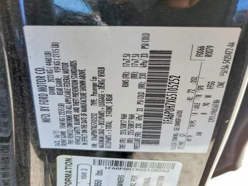 2016 FORD FUSION SE  
