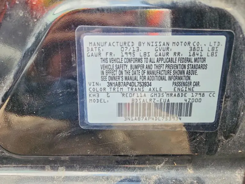 2013 NISSAN SENTRA S  