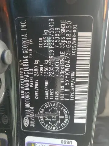 2015 KIA SORENTO SX  