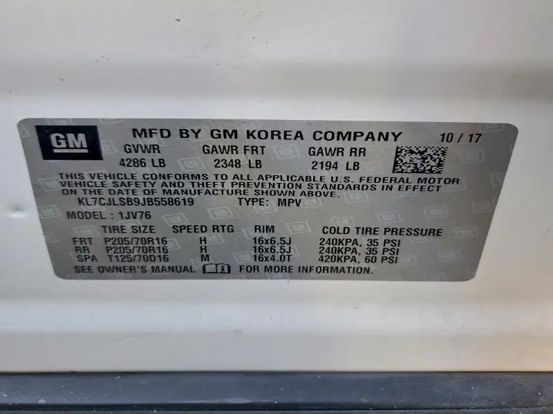 2018 CHEVROLET TRAX 1LT  