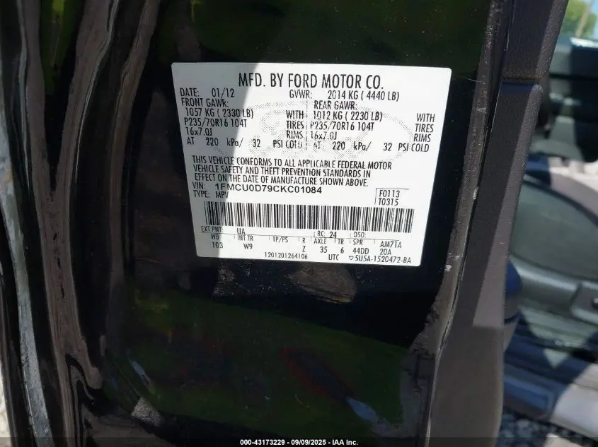 2012 FORD ESCAPE XLT