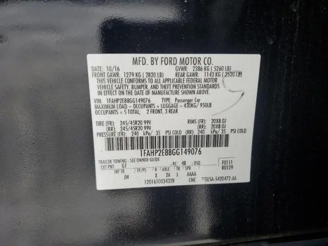 2016 FORD TAURUS SEL  