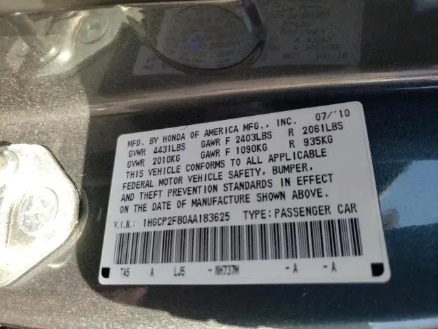 2010 HONDA ACCORD EXL  