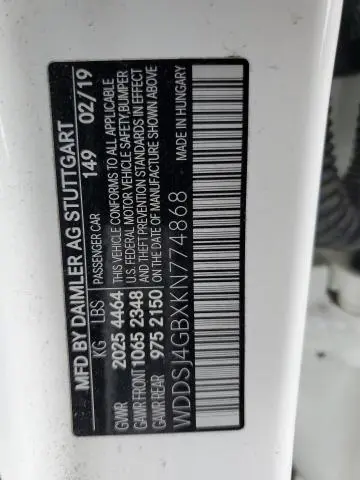 2019 MERCEDES-BENZ CLA 250 4MATIC  
