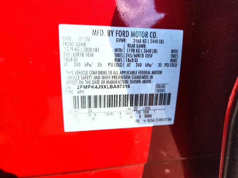 2020 FORD EDGE SEL  