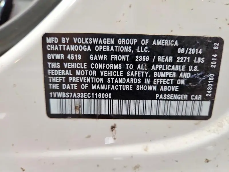 2014 VOLKSWAGEN PASSAT SE  
