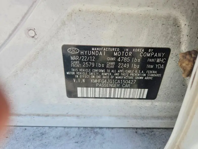2012 HYUNDAI AZERA BASE  