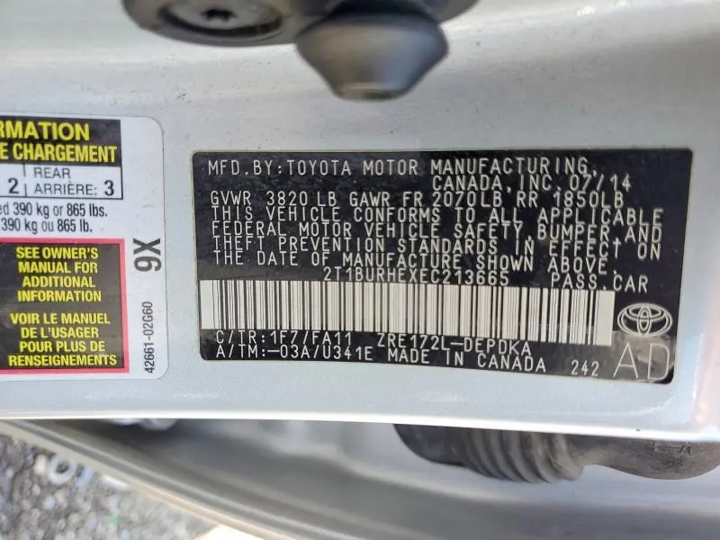 2014 TOYOTA COROLLA L  