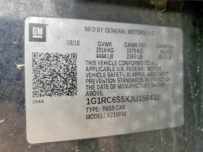 2018 CHEVROLET VOLT LT  