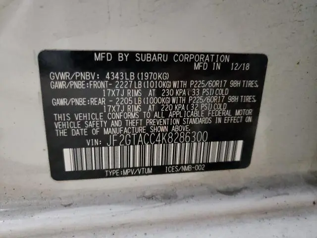 2019 SUBARU CROSSTREK PREMIUM  