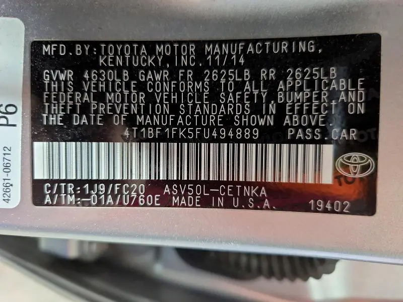 2015 TOYOTA CAMRY LE  