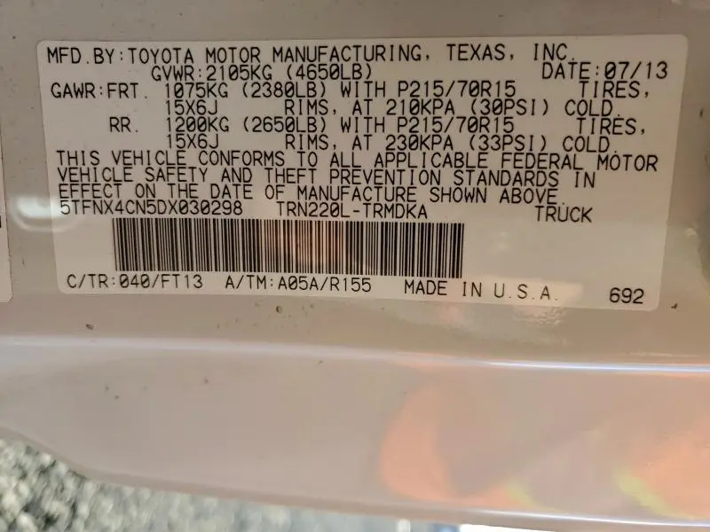 2013 TOYOTA TACOMA   