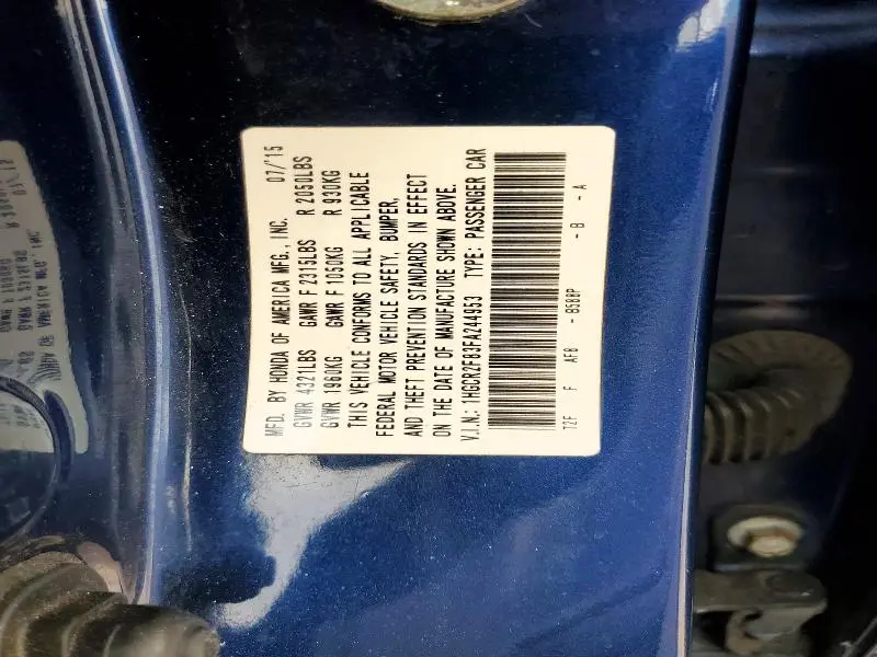 2015 HONDA ACCORD EXL  
