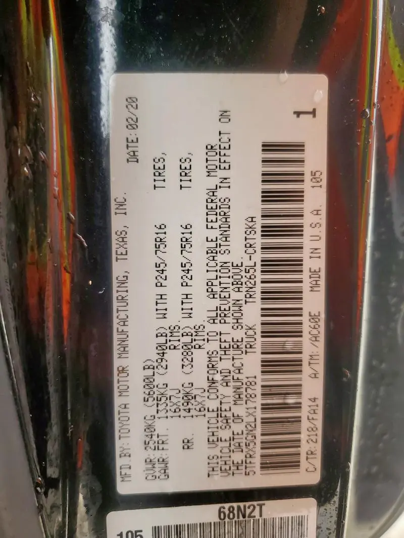 2020 TOYOTA TACOMA ACCESS CAB  