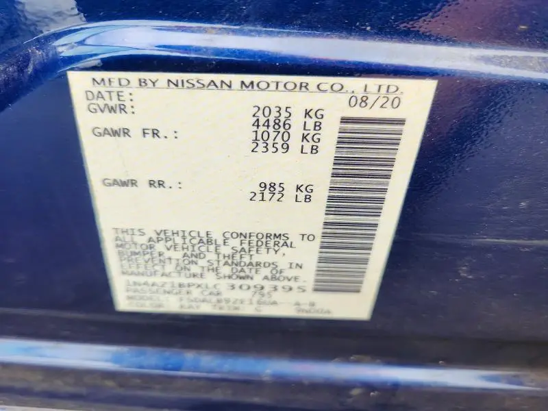 2020 NISSAN LEAF S  