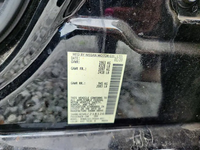 2020 NISSAN ALTIMA SR  
