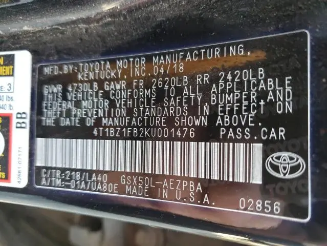 2019 TOYOTA AVALON XLE  